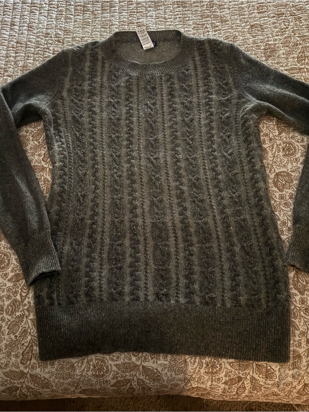Patagonia Cashmere Cable Crewneck, Gray, Large
